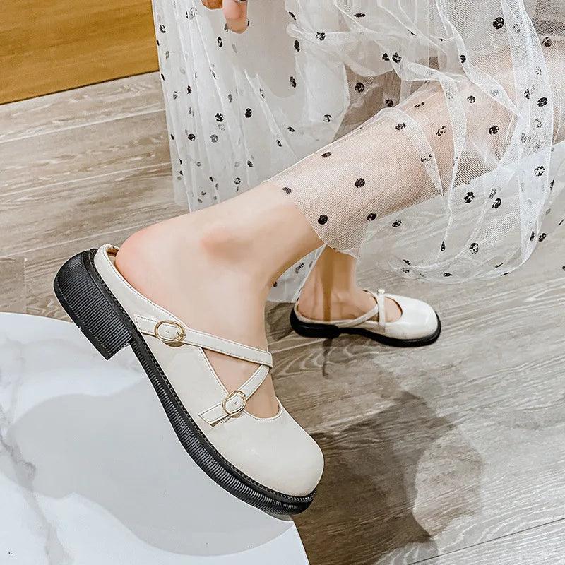 Mary Jane Pumps with Stylish Buckle - Clara-Ivory-3.0-State of Style