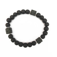 Matte Black Onyx and Cube Lava Stone Balance Bracelet - Aurelia-Onyx-Silver-State of Style