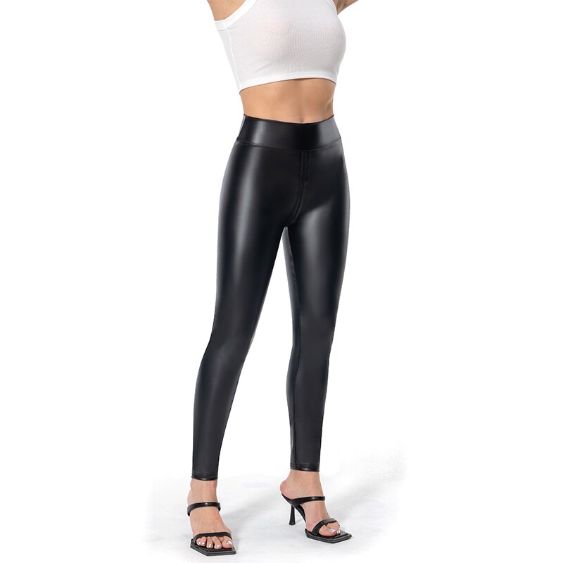 Matte Leather Women's Pants with Back Zip - Lena-Black-XS-State of Style