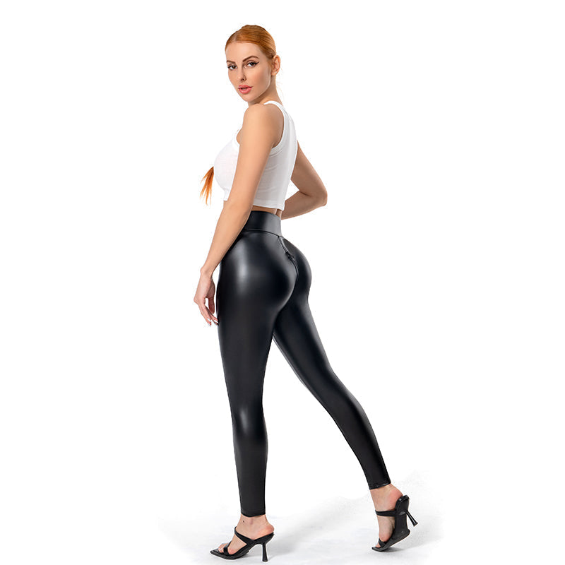 Matte Leather Women's Pants with Back Zip - Lena-Black-XS-State of Style