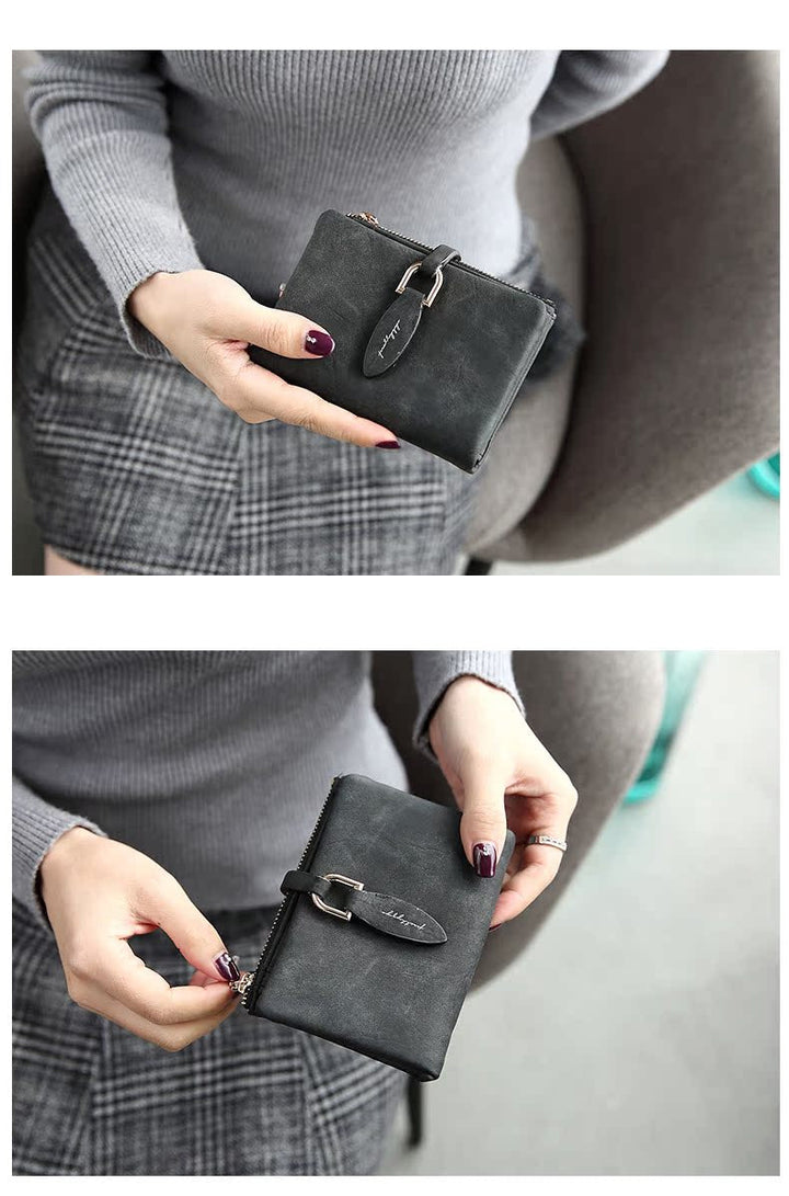 Matte Women's Wallet – Elegant & Compact Vintage Clutch-Black-State of Style