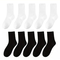 Matteo Traditional Socks – 10-Pack Classic Long Cotton Business Socks-5 White + 5 Black-State of Style