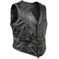 Matteo Traditional Vest – Rustic Waistcoat with Rivet Button Detail-Black-S-State of Style