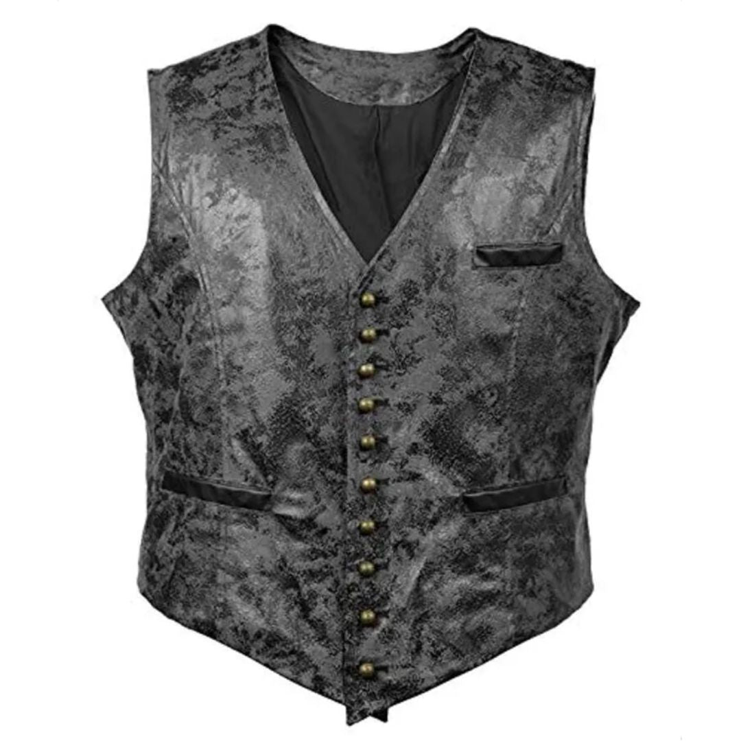 Matteo Traditional Vest – Rustic Waistcoat with Rivet Button Detail-Brown-S-State of Style