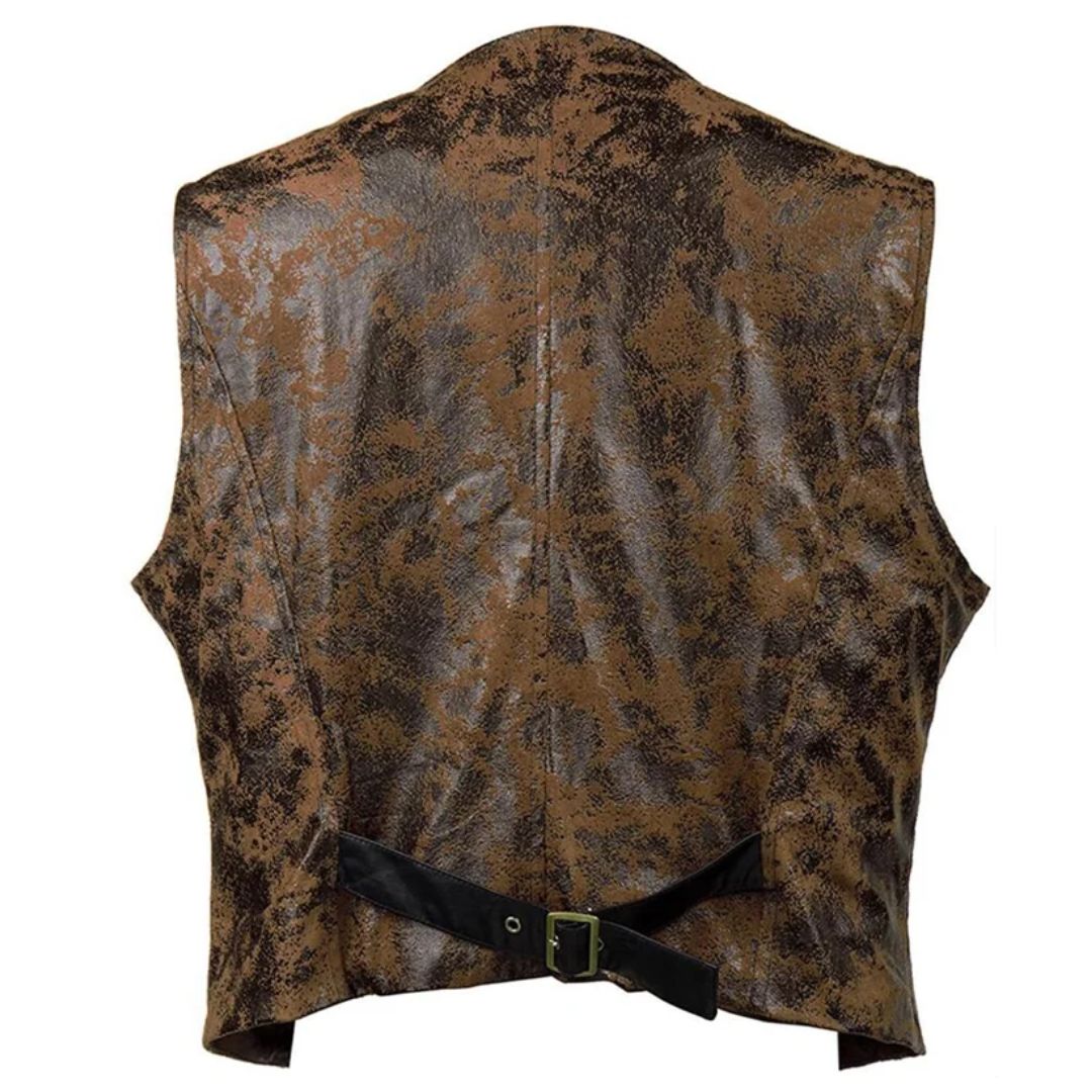 Matteo Traditional Vest – Rustic Waistcoat with Rivet Button Detail-Brown-S-State of Style