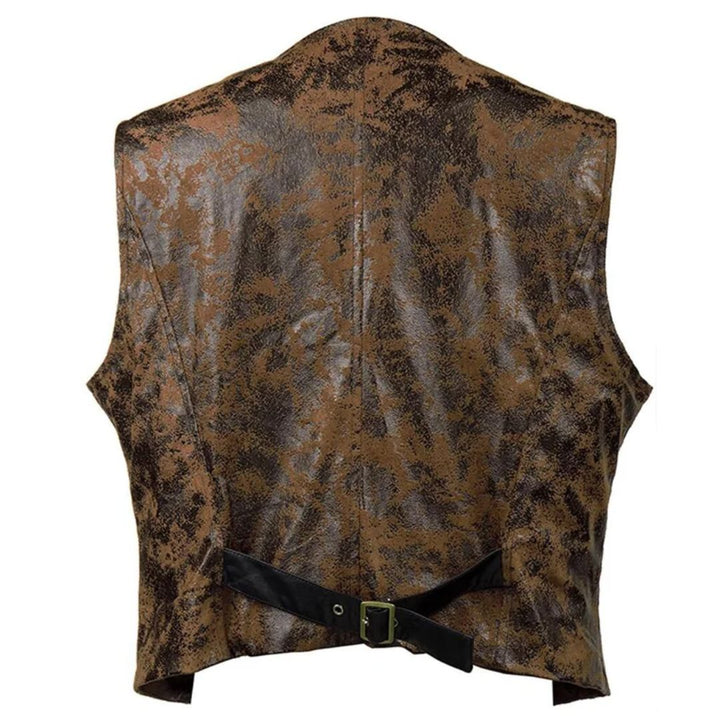 Matteo Traditional Vest – Rustic Waistcoat with Rivet Button Detail-Brown-S-State of Style