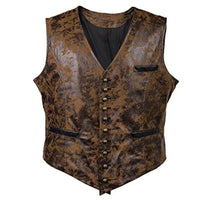 Matteo Traditional Vest – Rustic Waistcoat with Rivet Button Detail-Brown-S-State of Style