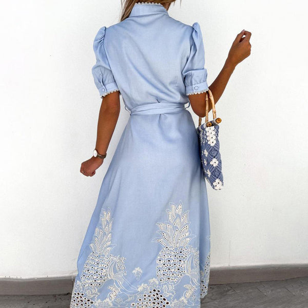 Maxi Dress with Embroidery – Celeste-White-S-State of Style