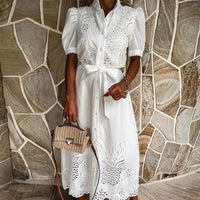 Maxi Dress with Embroidery – Celeste-White-S-State of Style
