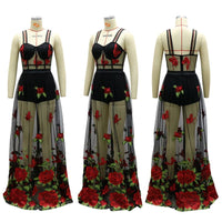 Maxi dress with floral embroidery and spaghetti straps – Rosalie-S-State of Style