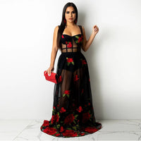 Maxi dress with floral embroidery and spaghetti straps – Rosalie-S-State of Style
