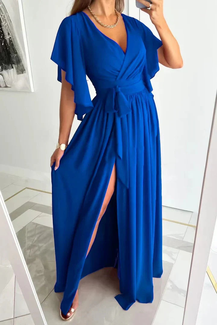 Maxi Dress with High Split - BreezeWave-Blue-XS-State of Style
