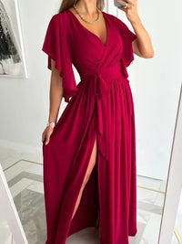 Maxi Dress with High Split - BreezeWave-Red-XS-State of Style