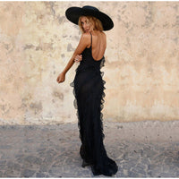 Maxi Dress with Ruffles - GraceFlow-Red-S-State of Style