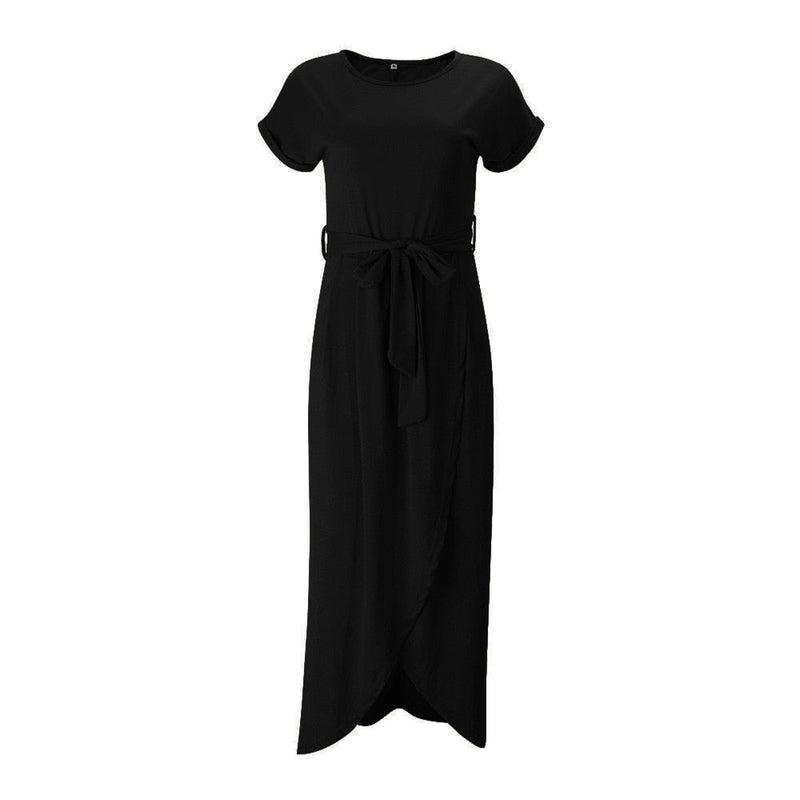 Maxi Dress with Split - Selene-Black-S-State of Style