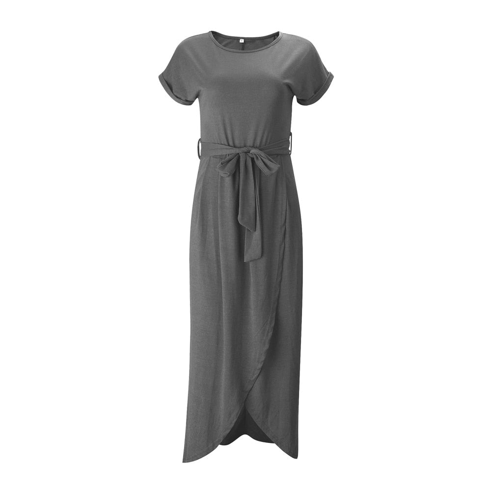 Maxi Dress with Split - Selene-Dark grey-S-State of Style