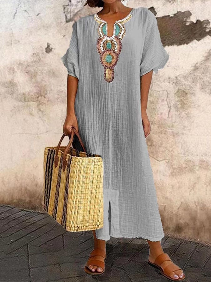 Maxi summer dress with straps – Amira-Light grey-S-State of Style