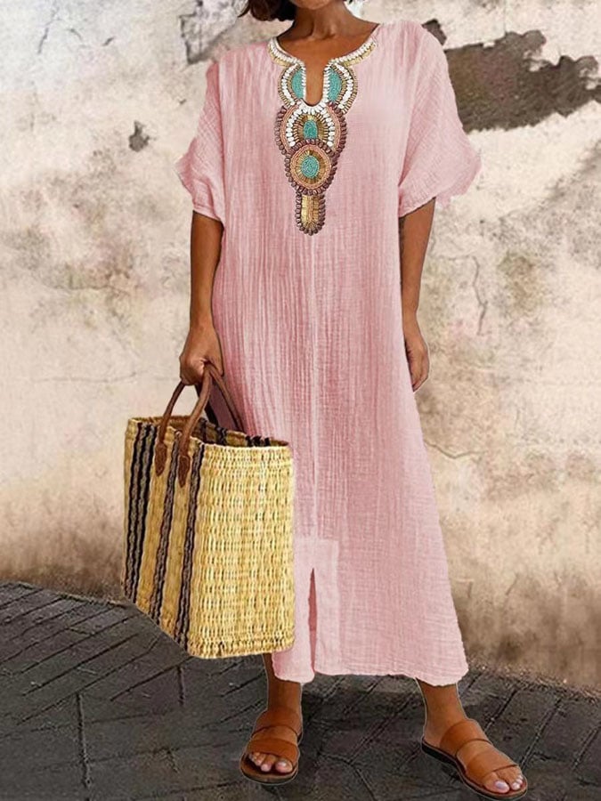 Maxi summer dress with straps – Amira-Pink-S-State of Style