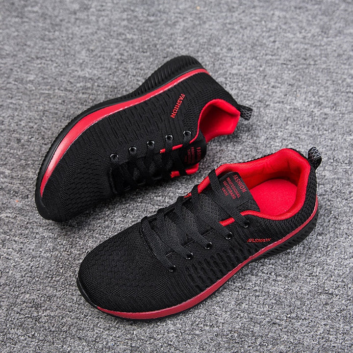 MaxSneakers | Women's Supportive Orthopaedic Sneakers-Black and Red-5.0-State of Style
