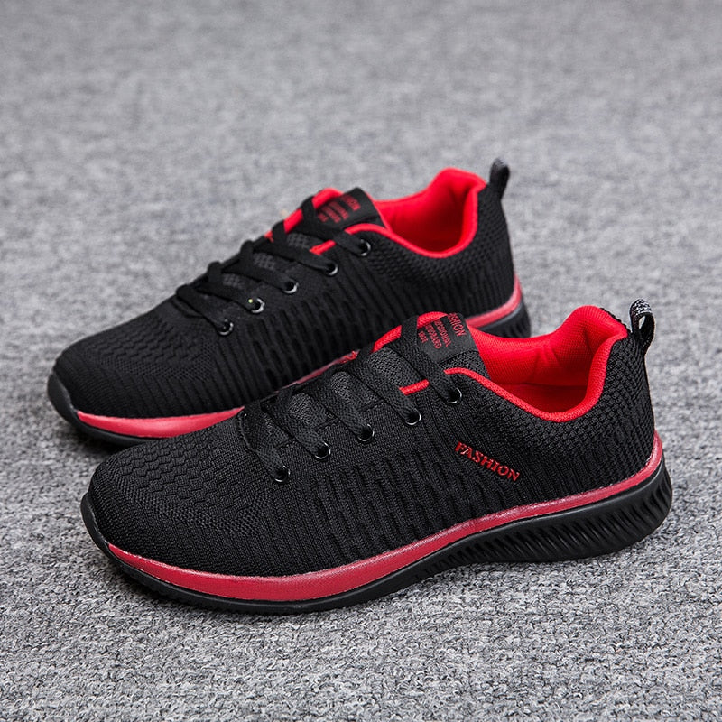 MaxSneakers | Women's Supportive Orthopaedic Sneakers-Black and Red-5.0-State of Style