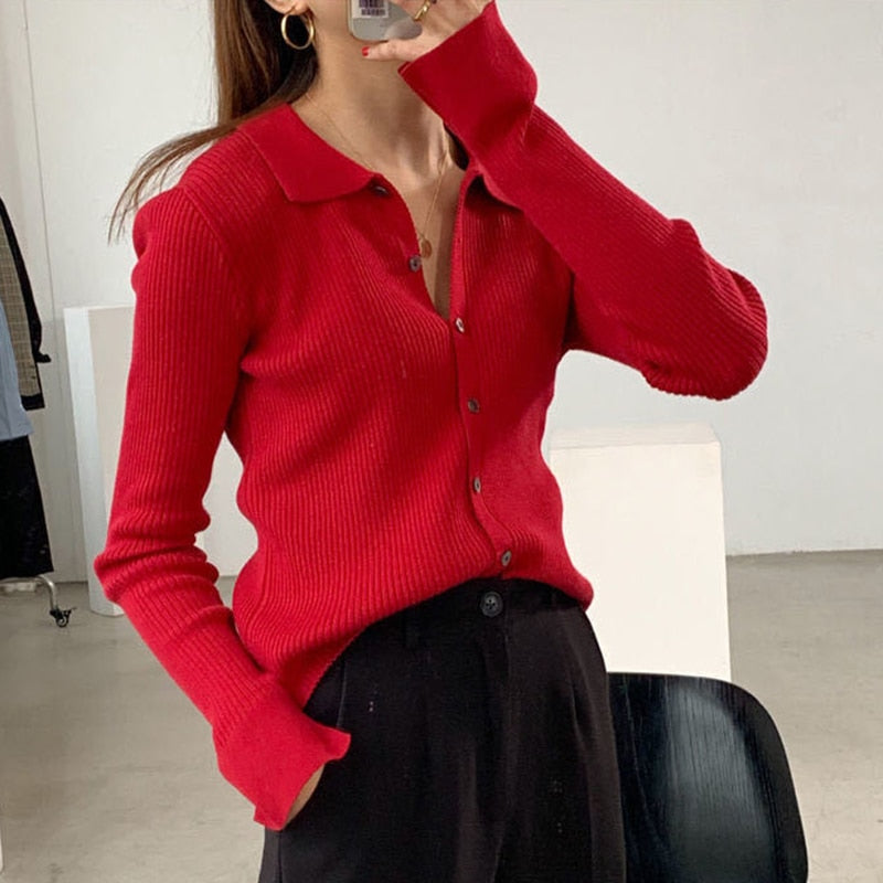 MaykesShirt | Women's Elegant & Cosy Knit Sweater-Red-S-State of Style