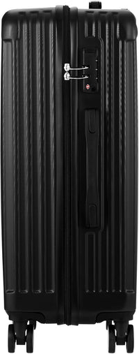 Large Hard-Shell Luggage with 360° Wheels and TSA Lock – Black Stripe