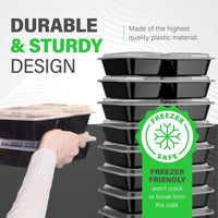 Meal Prep Containers – 3 Compartment Bento Dozen with Lid 900 ml [20 Pack]-State of Style