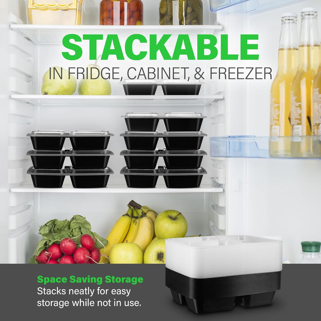 Meal Prep Containers – 3 Compartment Bento Dozen with Lid 900 ml [20 Pack]-State of Style