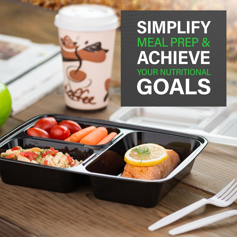 Meal Prep Containers – 3 Compartment Bento Dozen with Lid 900 ml [20 Pack]-State of Style