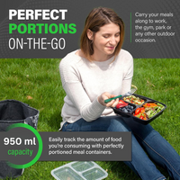 Meal Prep Containers – 3 Compartment Bento Dozen with Lid 900 ml [20 Pack]-State of Style