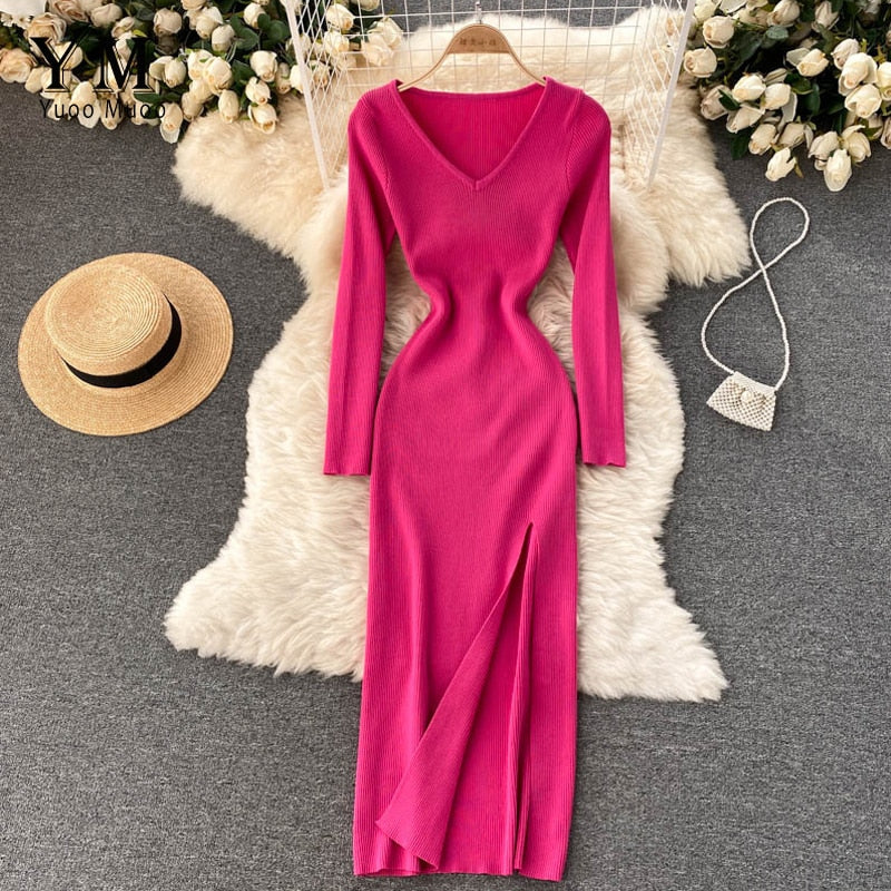 MeasDress I Knitted Dress For Women | Stylish & Comfortable-Pinkish Red-One size-State of Style