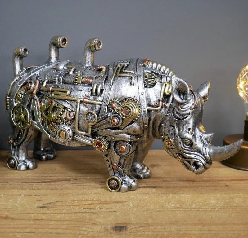 Mechanical Punk Animal Sculptures - GearBeast-Rhino-State of Style