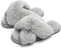 Megan Cross Strap Slippers | Cosy and Stylish-Grey-5.0 - 6.0-State of Style