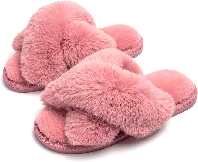 Megan Cross Strap Slippers | Cosy and Stylish-Pink-5.0 - 6.0-State of Style