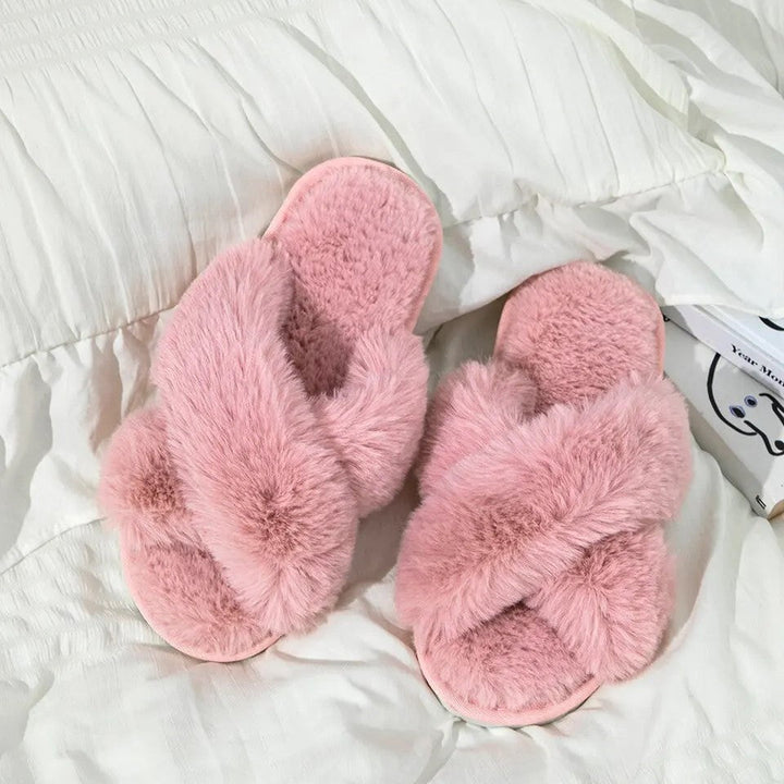 Megan Cross Strap Slippers | Cosy and Stylish-White-5.0 - 6.0-State of Style