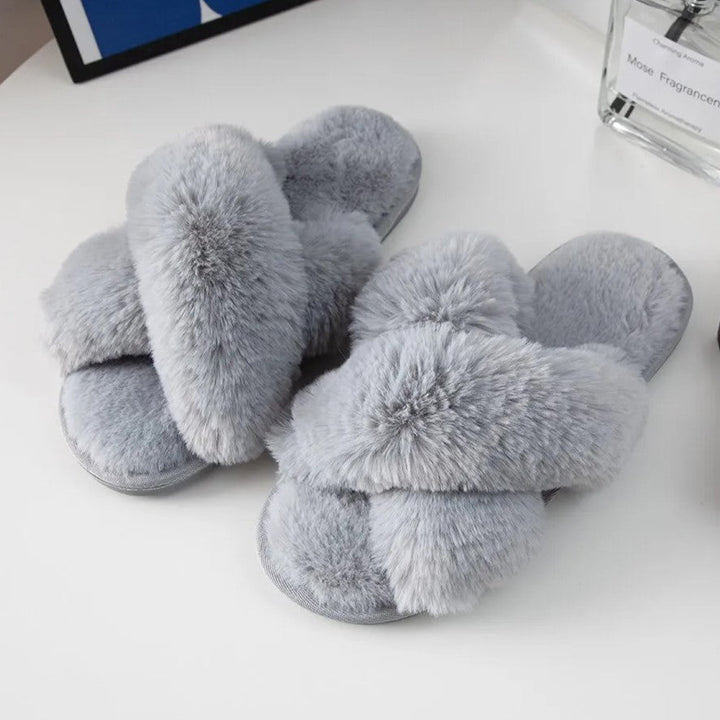 Megan Cross Strap Slippers | Cosy and Stylish-White-5.0 - 6.0-State of Style