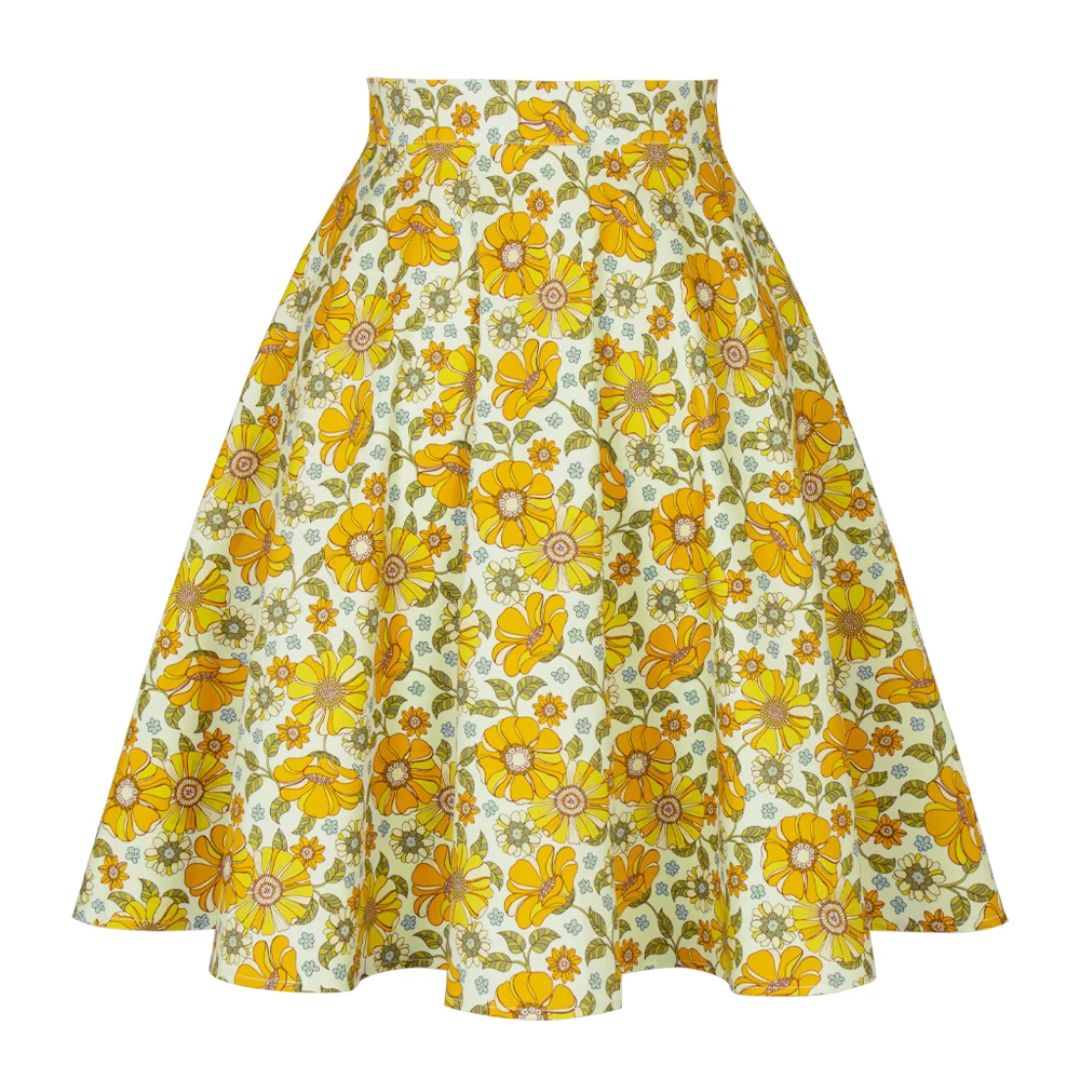 Megan Traditional Skirt – Vintage Floral A-Line Cotton Midi-S-State of Style