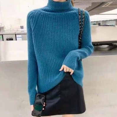 Megan's Sweater | Women's Classic Turtleneck Knit Sweater-Blue-State of Style