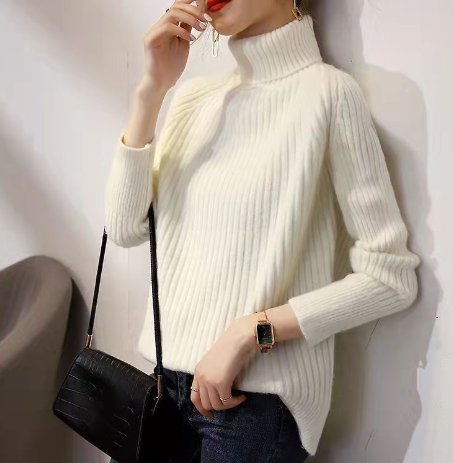 Megan's Sweater | Women's Classic Turtleneck Knit Sweater-White-State of Style