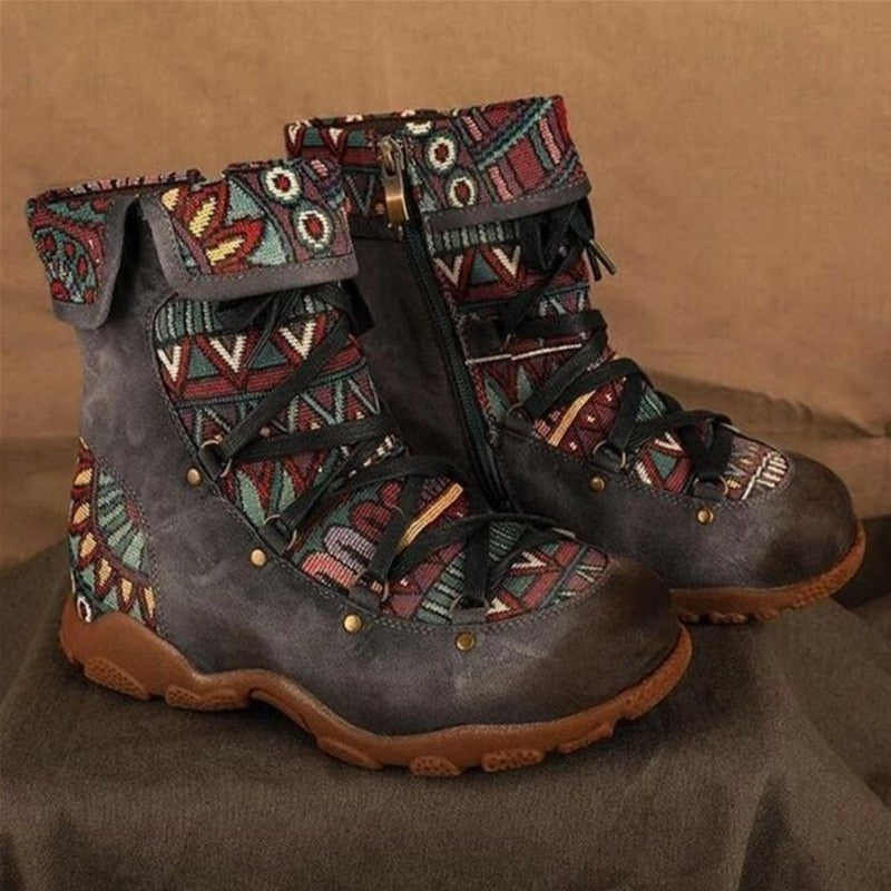 MegansBoots | Women's Retro Bohemian Style Boots-Brown-4.5-State of Style