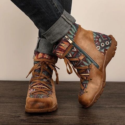 MegansBoots | Women's Retro Bohemian Style Boots-Brown-4.5-State of Style