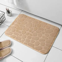 MEMORY FOAM NON-SLIP BATHROOM & LIVING ROOM MAT – EMBOSSED VELVET DESIGN-Beige-State of Style