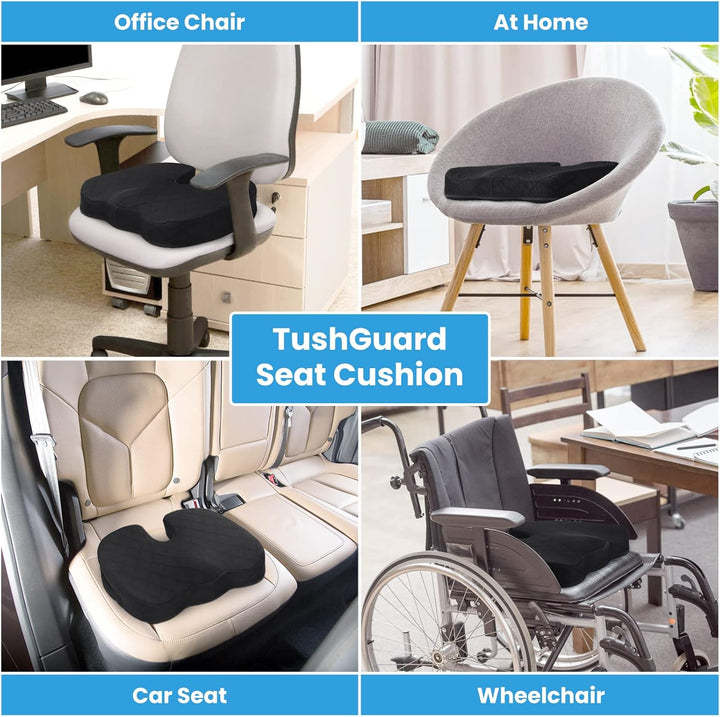 Memory Foam Seat Cushion for Chair - Car and Office Chair Comfort-L-Black-State of Style