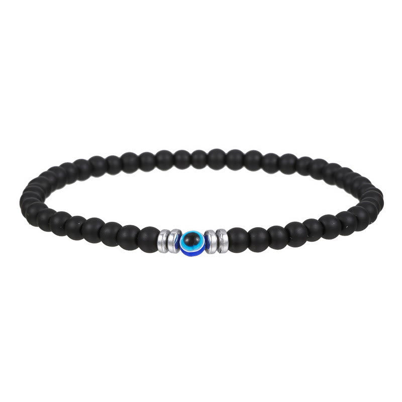 Men's 4mm Natural Stone Evil Eye Bead Bracelet - Thor-Black Onyx-State of Style