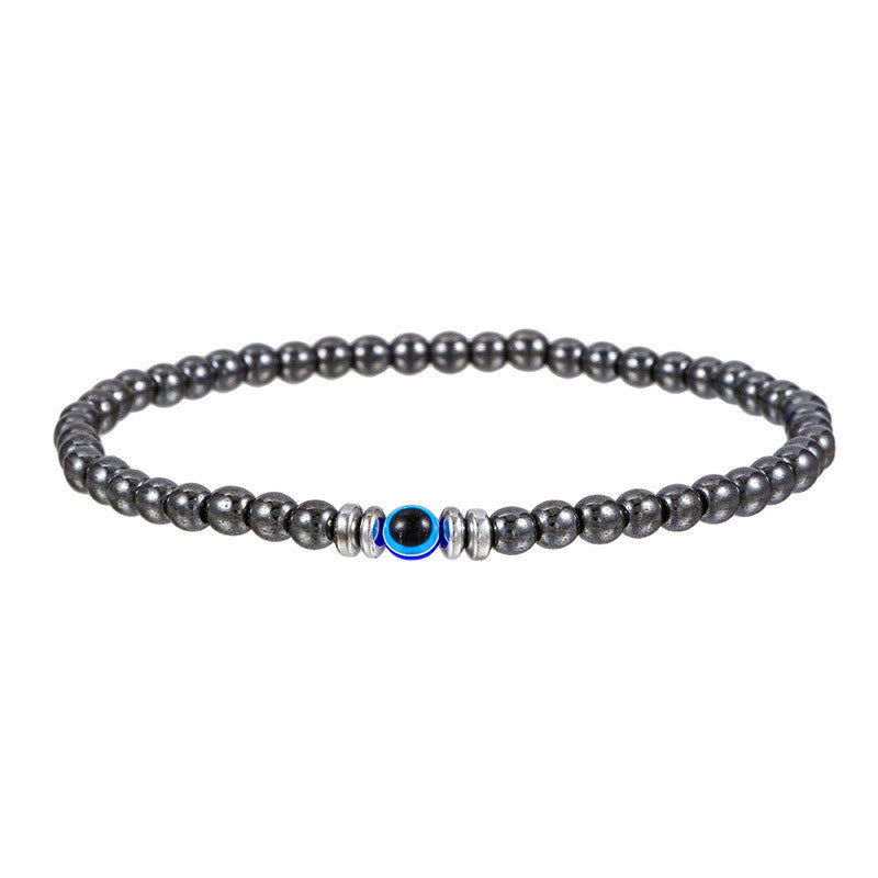 Men's 4mm Natural Stone Evil Eye Bead Bracelet - Thor-Hematite-State of Style