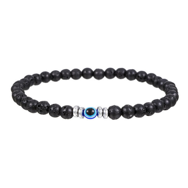Men's 4mm Natural Stone Evil Eye Bead Bracelet - Thor-Lava Stone-State of Style