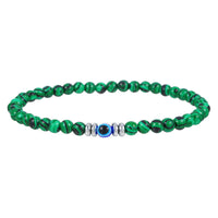 Men's 4mm Natural Stone Evil Eye Bead Bracelet - Thor-Malachite-State of Style