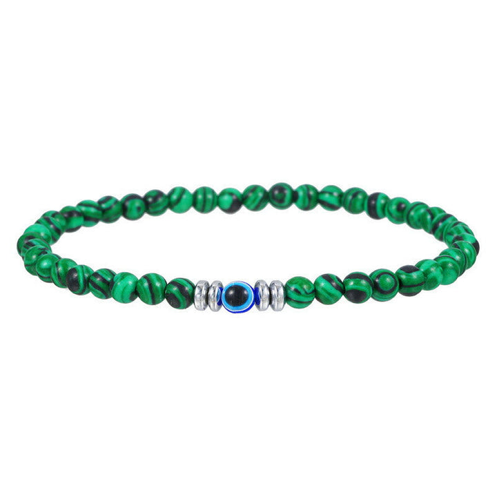 Men's 4mm Natural Stone Evil Eye Bead Bracelet - Thor-Malachite-State of Style