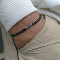 Men's 4mm Natural Stone Evil Eye Bead Bracelet - Thor-Obsidian-State of Style