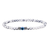 Men's 4mm Natural Stone Evil Eye Bead Bracelet - Thor-White Turquoise-State of Style
